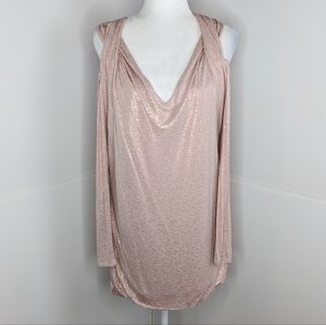 Jennifer Lopez EUC cold shoulder 2X pink gold